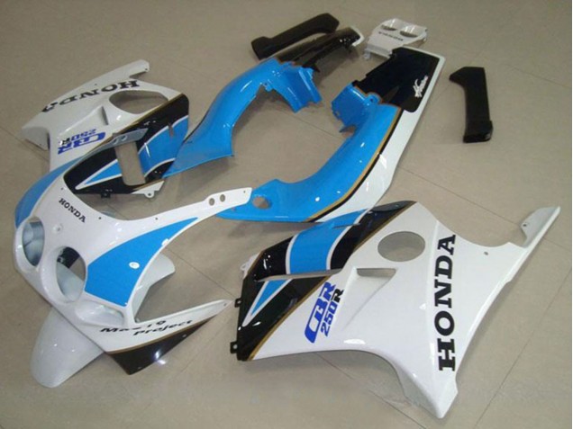 1988-1989 Honda CBR250RR MC19 Motorcycle Fairing - White Light Blue Glossy Black UK