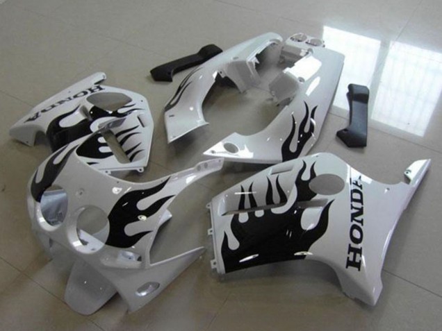 1988-1989 Honda CBR250RR MC19 Motorcycle Fairings - White Glossy Black Flame UK