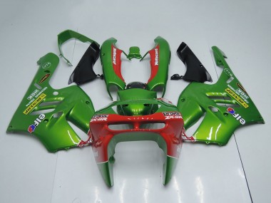 1994-1997 Kawasaki ZX9R Motorcycle Fairings - Green Red Elf Dunlop UK
