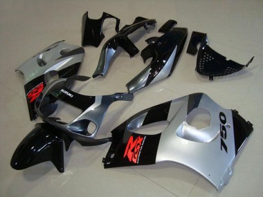 1996-2000 Suzuki GSXR 750 Motorcycle Fairings - Glossy Black Silver UK