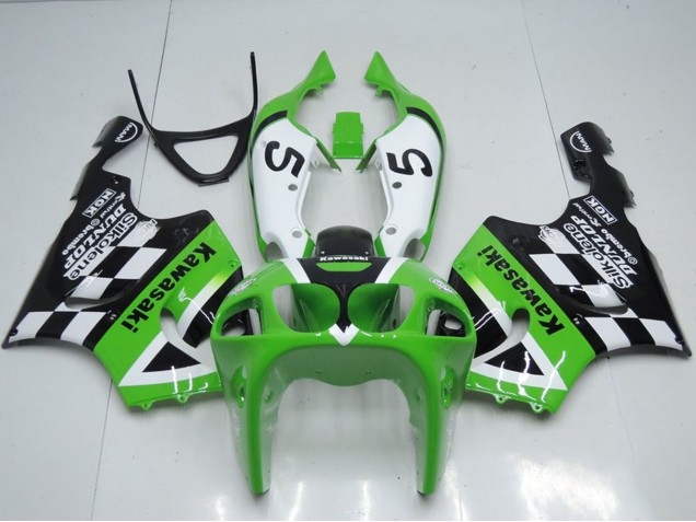 1996-2003 Kawasaki ZX7R Motorcycle Fairings - Green White Black 5 UK