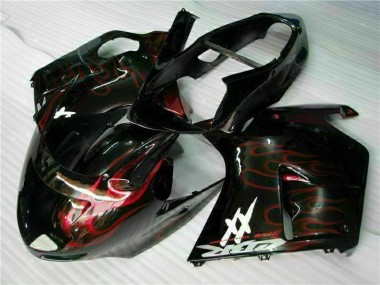 1996-2007 Honda CBR1100XX Blackbird Abs Motorcycle Fairing - Glossy Black Red Flame UK