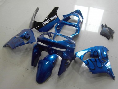1998-1999 Kawasaki ZX9R Motorcycle Fairings - Blue Black Flame UK