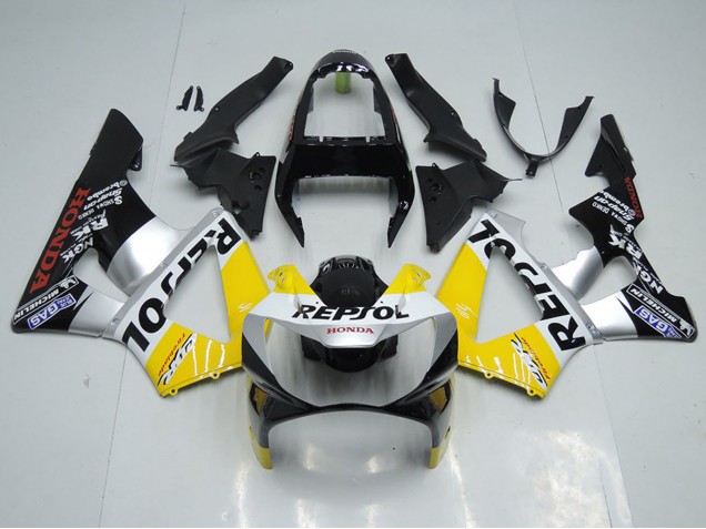 2000-2001 Honda CBR900RR 929 Motorcycle Fairing - Yellow Silver Glossy Black Repsol UK