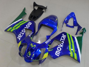 2000-2006 Honda VTR1000 Motorcycle Fairings - Blue Green White MoviStar UK