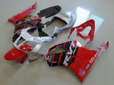 2000-2006 Honda VTR1000 Motorcycle Fairings - Silver Red Glossy Black Stripe UK