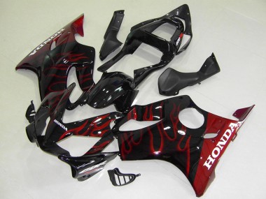 2001-2003 Honda CBR600 F4i Motorcycle Fairings - Glossy Black Red Flame UK