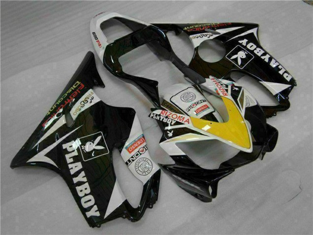 2001-2003 Honda CBR600 F4i Motorcycle Fairings - White Yellow Glossy Black Playboy UK