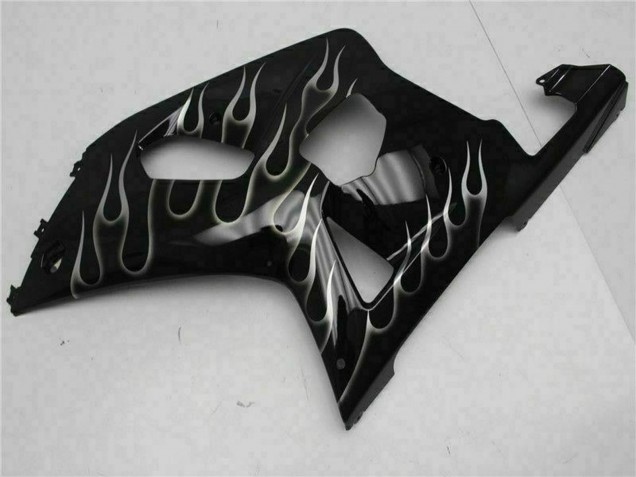 2001-2003 Suzuki GSXR 600/750 Motorcycle Fairings - Glossy Black Silver Flame UK