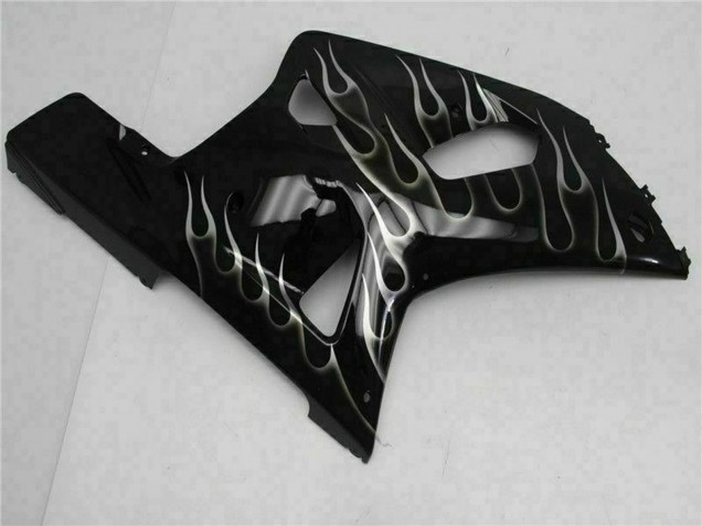 2001-2003 Suzuki GSXR 600/750 Motorcycle Fairings - Glossy Black Silver Flame UK