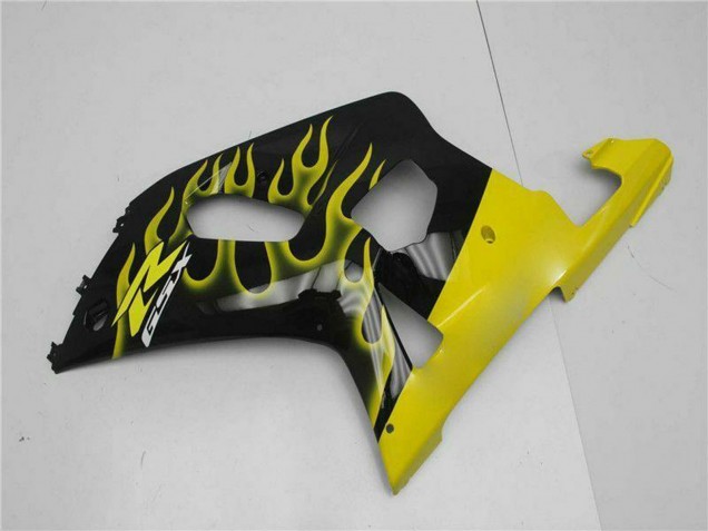2001-2003 Suzuki GSXR 600/750 Motorcycle Fairings - Glossy Black Yellow Flame UK