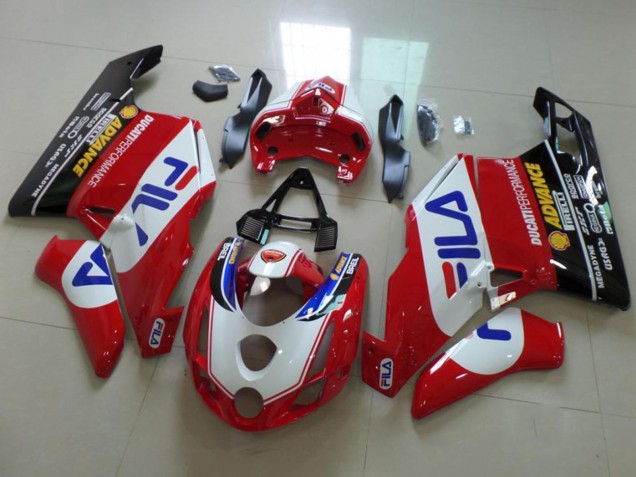 2003-2004 Ducati 749 999 Motorcycle Fairings - White Red Blue Glossy Black Fila UK