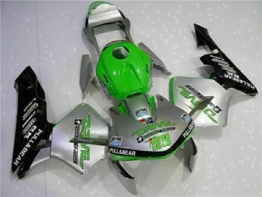 2003-2004 Honda CBR600RR Motorcycle Fairing - Silver Green Glossy Black UK