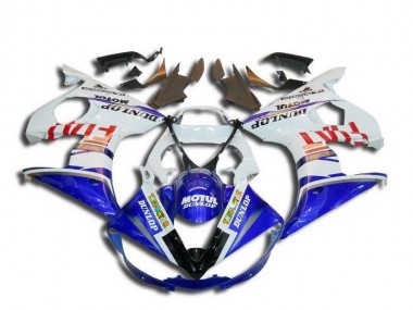 2003-2004 Yamaha YZF R6 Motorcycle Fairings - White Blue Red Fiat Motul Dunlop Michelin UK