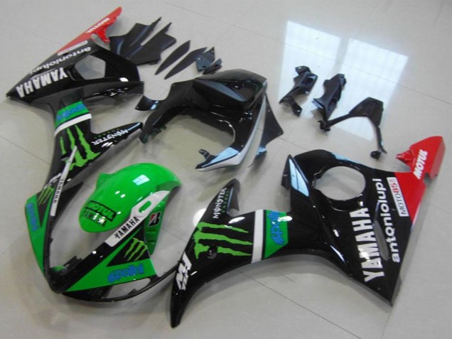 2003-2004 Yamaha YZF R6 Motorcycle Fairings - Glossy Black Red Green Monster Motul UK