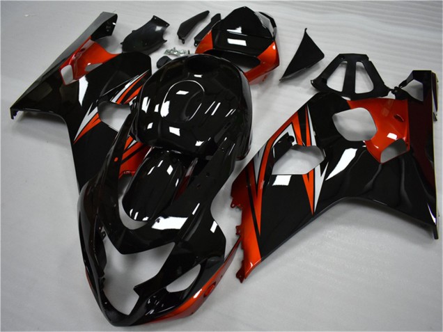 2004-2005 Suzuki GSXR 600/750 Motorcycle Fairings - Glossy Black Red Stripe UK