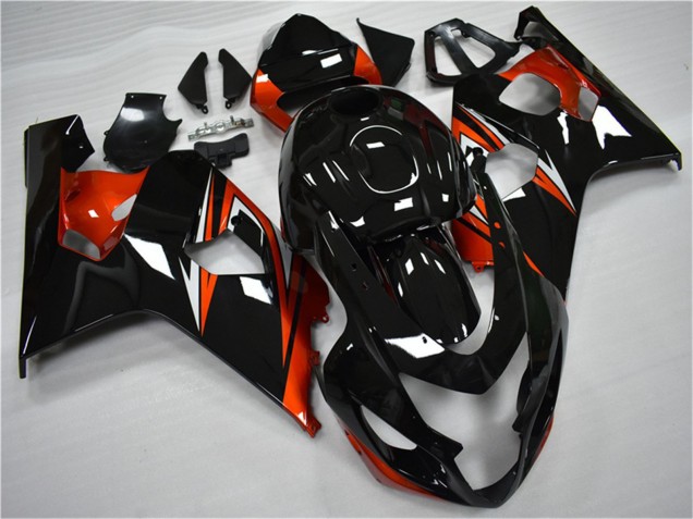 2004-2005 Suzuki GSXR 600/750 Motorcycle Fairings - Glossy Black Red Stripe UK