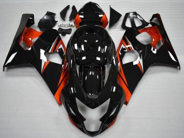 2004-2005 Suzuki GSXR 600/750 Motorcycle Fairings - Glossy Black Red Stripe UK