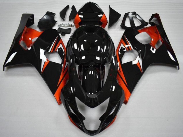 2004-2005 Suzuki GSXR 600/750 Motorcycle Fairings - Glossy Black Red Stripe UK