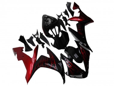 2004-2006 Yamaha YZF R1 Motorcycle Fairings - Glossy Black Red Flame UK