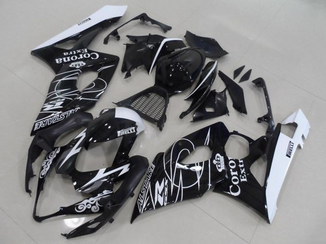 2005-2006 Suzuki GSXR 1000 Motorcycle Fairings - Glossy Black White Corona UK