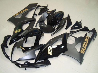 2005-2006 Suzuki GSXR 1000 Motorcycle Fairings - Glossy Black Matte Black Gold Decal UK
