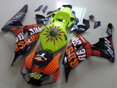 2006-2007 Honda CBR1000RR Motorcycle Fairing - Green Orange Glossy Black Rossi 46 UK
