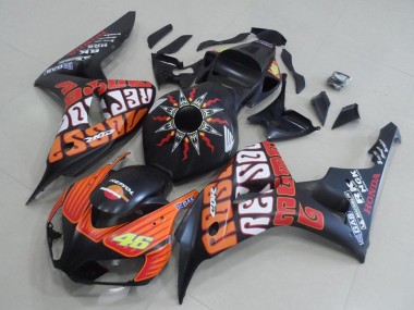 2006-2007 Honda CBR1000RR Motorcycle Fairings - Matte Black Orange Rossi 46 UK