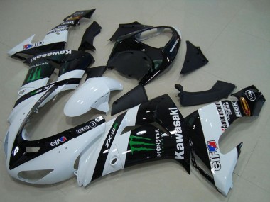 2006-2007 Kawasaki ZX10R Motorcycle Fairings - White Glossy Black Green Elf Monster UK