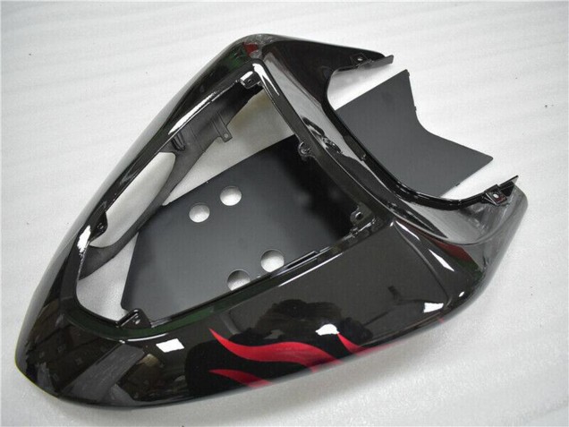 2006-2007 Kawasaki ZX10R Motorcycle Fairing - Glossy Black Red Flame UK