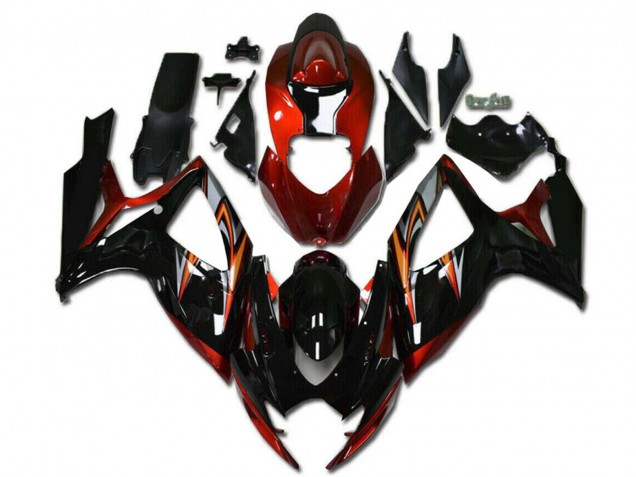 2006-2007 Suzuki GSXR 600/750 Motorcycle Fairings - Orange Silver Glossy Black Stripe UK