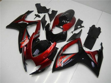 2006-2007 Suzuki GSXR 600/750 Motorcycle Fairing - Red Glossy Black UK