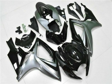 2006-2007 Suzuki GSXR 600/750 Motorcycle Fairings - Silver Glossy Black UK