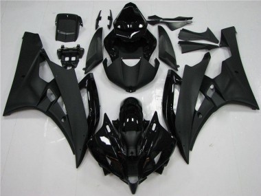 2006-2007 Yamaha YZF R6 Motorcycle Fairing - Glossy Black Matte Black UK
