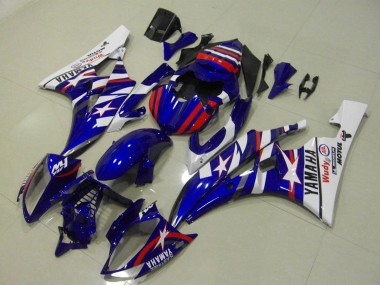 2006-2007 Yamaha YZF R6 Motorcycle Fairings - White Blue Red Motul Michelin UK