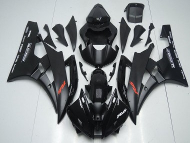 2006-2007 Yamaha YZF R6 Motorcycle Fairings - Glossy Black Matte Black Red Motul Michelin UK