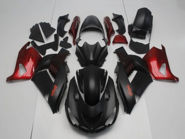 2006-2011 Kawasaki ZX14R ZZR1400 Motorcycle Fairings - Matte Black Red Ninja UK