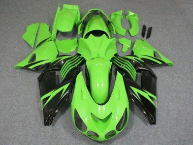 2006-2011 Kawasaki ZX14R ZZR1400 Motorcycle Fairing - Green Glossy Black UK