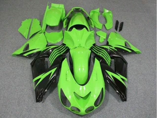 2006-2011 Kawasaki ZX14R ZZR1400 Motorcycle Fairing - Green Glossy Black UK