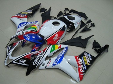 2007-2008 Honda CBR600RR Motorcycle Fairings - White Red Blue Glossy Black EuroBet UK