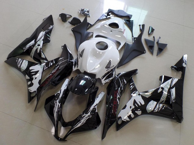 2007-2008 Honda CBR600RR Motorcycle Fairings - White Glossy Black Leyla UK