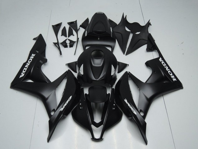 2007-2008 Honda CBR600RR Motorcycle Fairings - Matte Black White Decals UK
