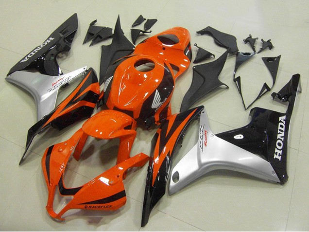 2007-2008 Honda CBR600RR Motorcycle Fairing - Silver Orange Glossy Black UK