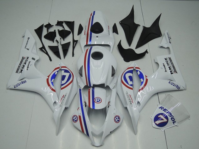 2007-2008 Honda CBR600RR Motorcycle Fairings - White Red Blue R UK