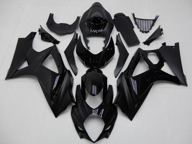 2007-2008 Suzuki GSXR 1000 Motorcycle Fairings - Glossy Black Matte Black No Decal UK