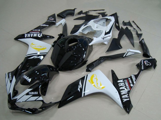 2007-2008 Yamaha YZF R1 Motorcycle Fairings - White Black Yellow Dolphin UK