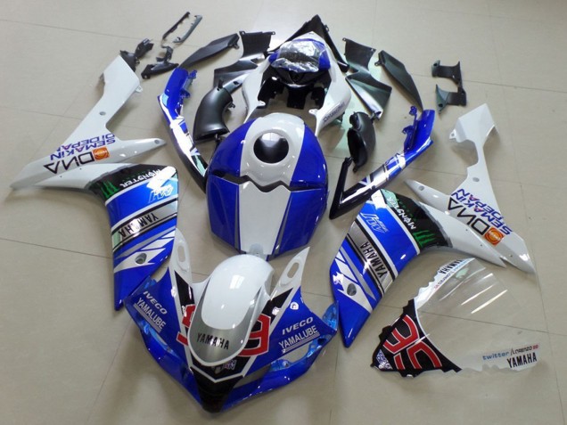 2007-2008 Yamaha YZF R1 Motorcycle Fairings - White Blue Black Green Monster Yamalube UK