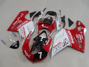 2007-2014 Ducati 848 1098 1198 Motorcycle Fairings - White Red Glossy Black Banner 7 UK