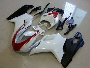 2007-2014 Ducati 848 Motorcycle Fairings - White Red Matte Black UK