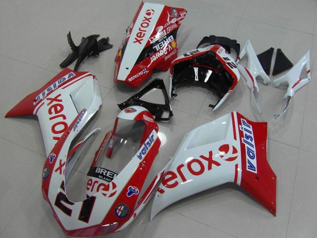 2007-2014 Ducati 848 1098 1198 Motorcycle Fairings - White Red Glossy Black Valsir Xerox OEM Style 21 UK